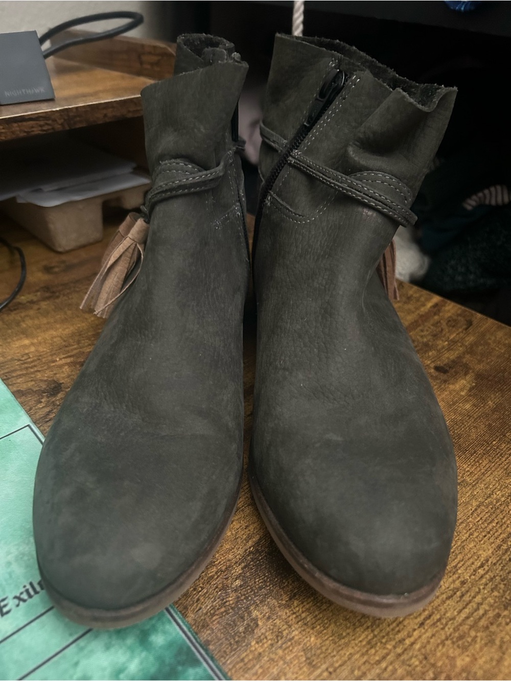 Lucky Brand Gray Suede Ankle Boots with Side Zipper women’s size 6